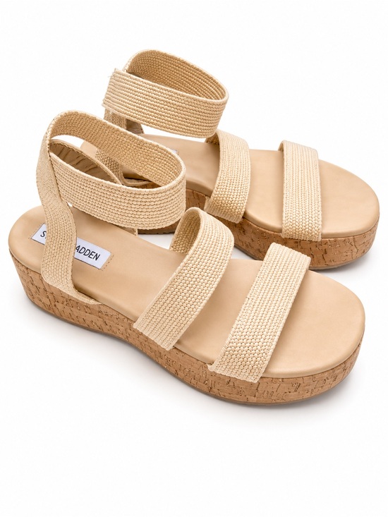 Steve Madden Shoes - Steve Madden Beige Woven Cork Platform Sandals size 10